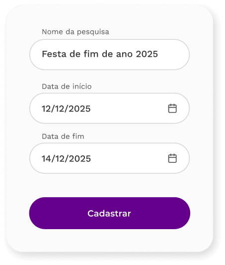 Formulário de criação de uma pesquisa de engajamento