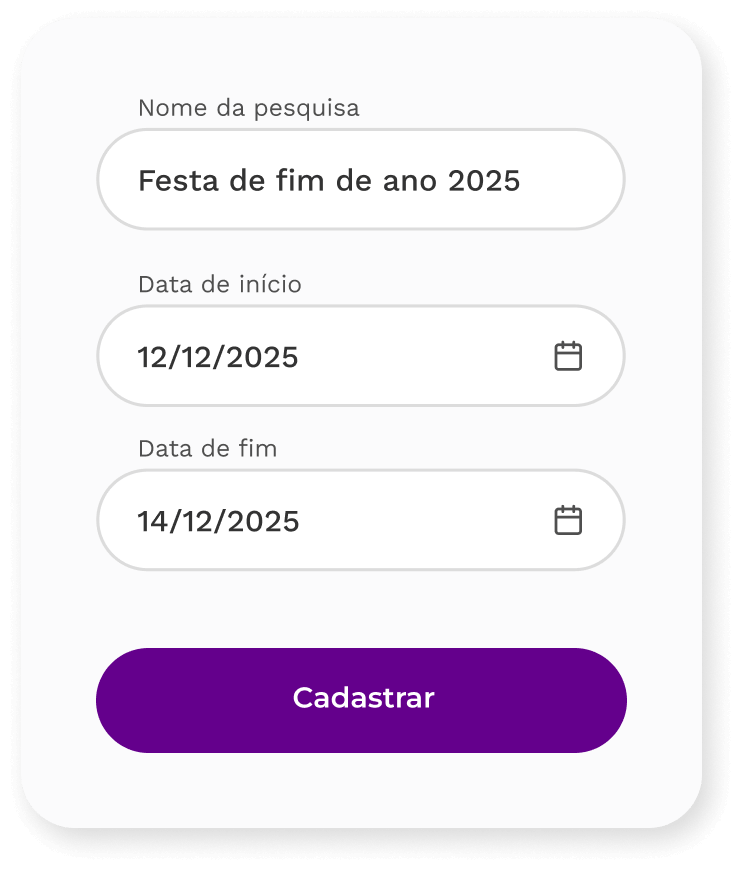 Formulário de criação de uma pesquisa de enagjamento