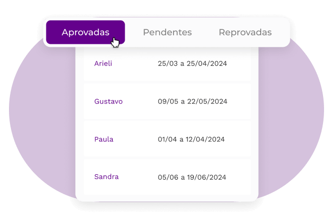 Férias no sistema admin