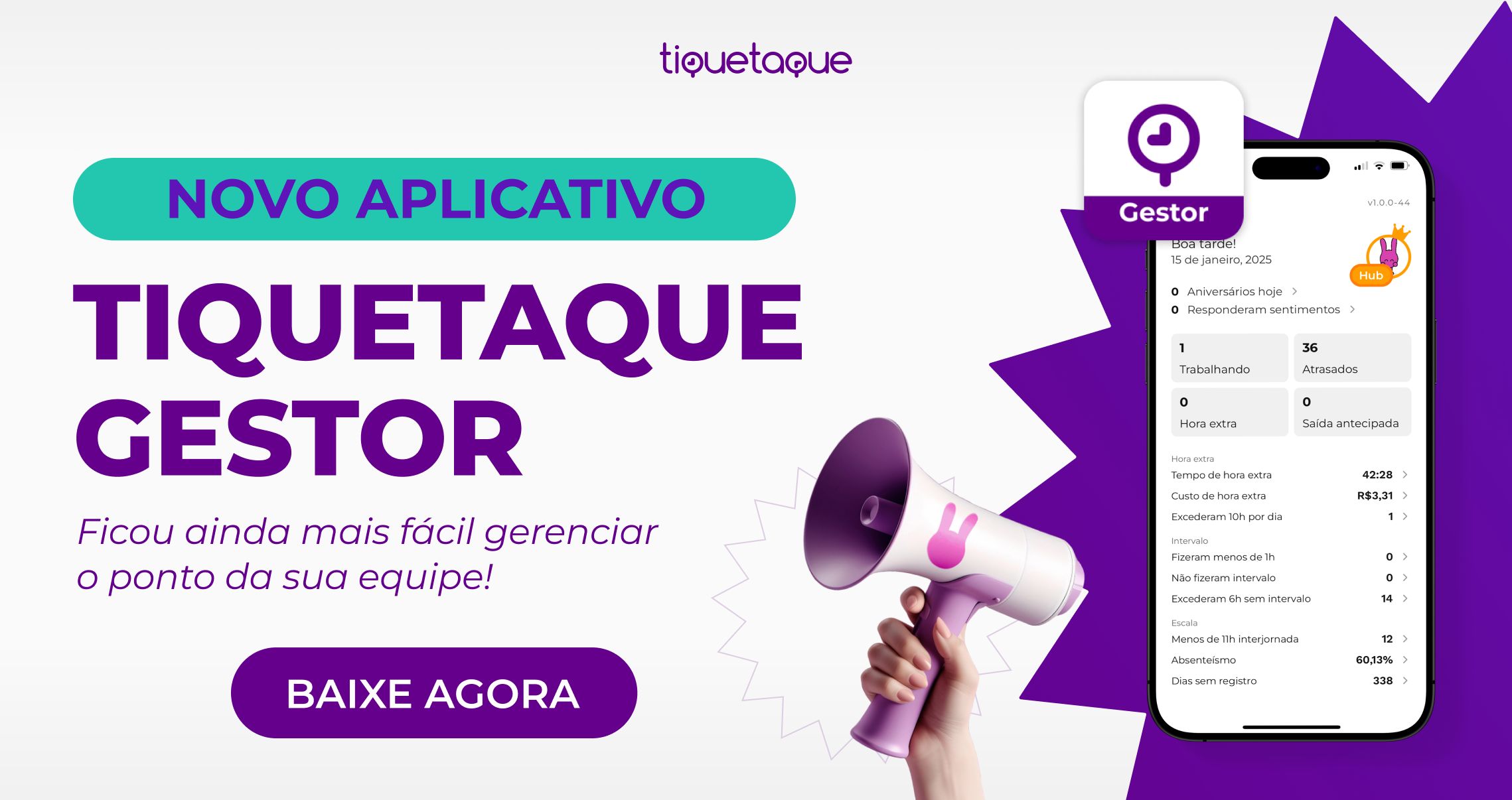 Acompanhe a jornada dos funcionários com o TiqueTaque Gestor!